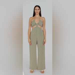 Sur La Côte Belinda Jumpsuit XS – Green Geometric Cutout